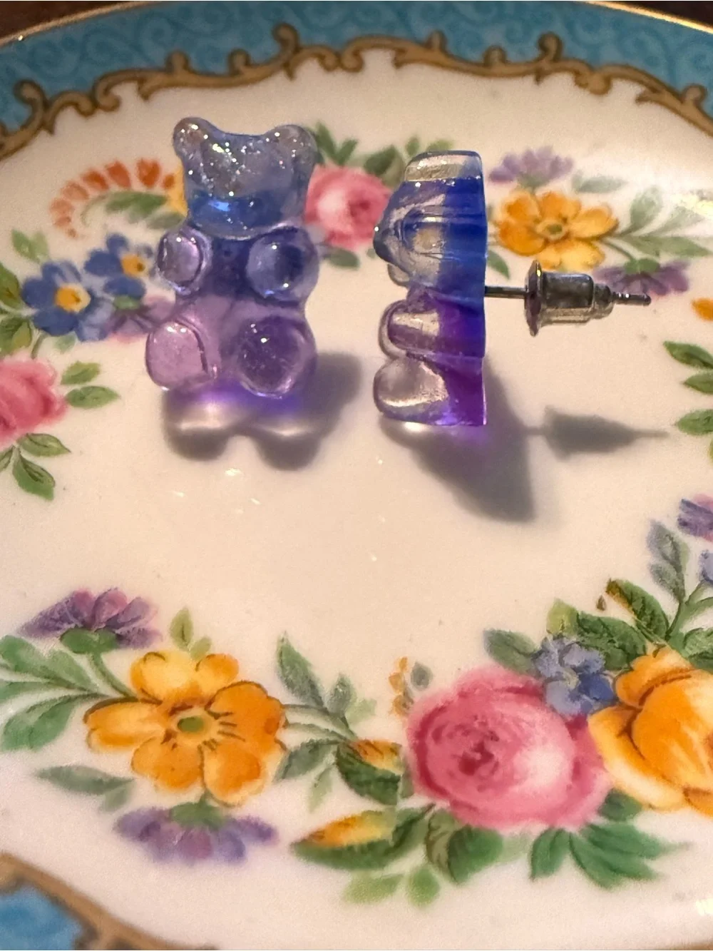 3 Pair of Pastel Multicolored Gummy Bear Earrings- Multicolor